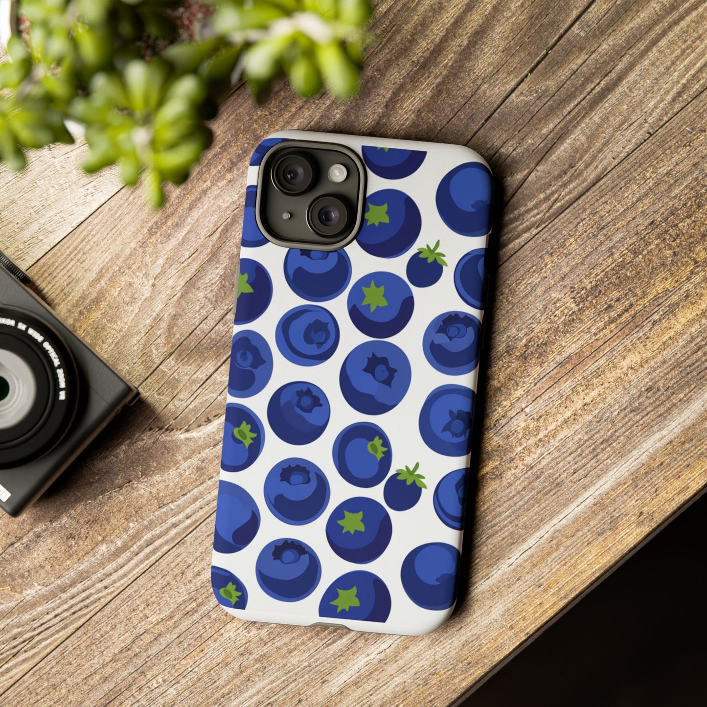 Blueberry Pattern Phone Case, Tough Cases, Fruit Phone Cover, Floral Phone Accessory, Nature Lover Gift, Stylish Tech Decor