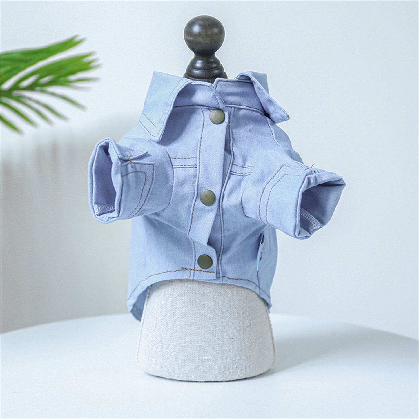 Dog Denim Shirt Solid Color Puppy Shirts with D-Ring Trendy Pet Clothes for Small Dogs Cats