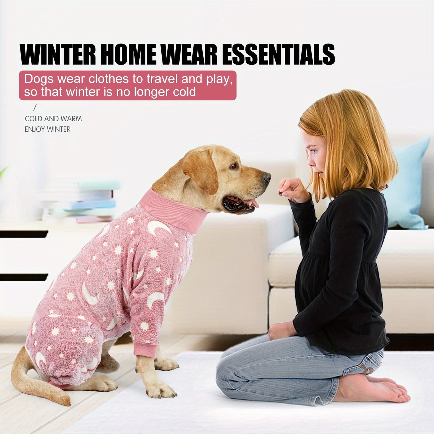[One-piece Warm Pet Flannel Pajamas] Pet Flannel Pet Pajamas For Medium Large Dogs Soft Winter Warm Dog Hoodie One-piece Warm Pet Clothes Fur Proof Bulldog Clothes S-XXL