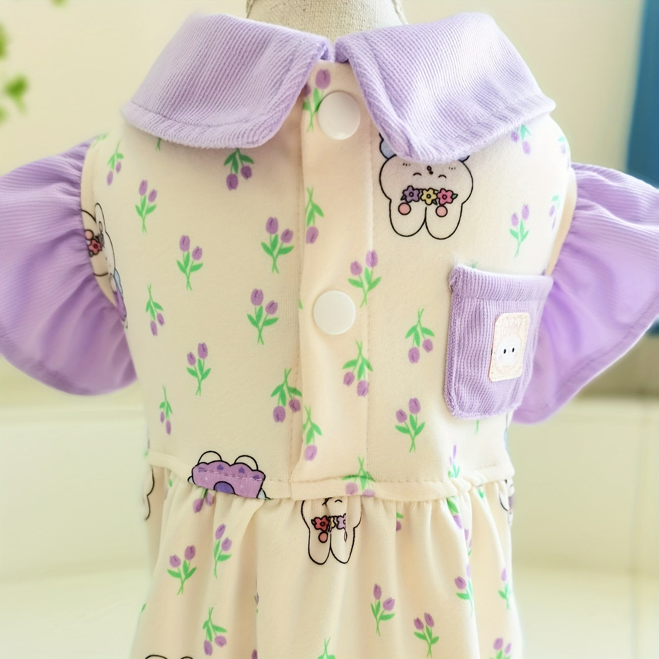 Cute Pet Clothes With Flying Sleeves Floral Dog Indoor Wear Jumpsuit Puppy Soft Clothing