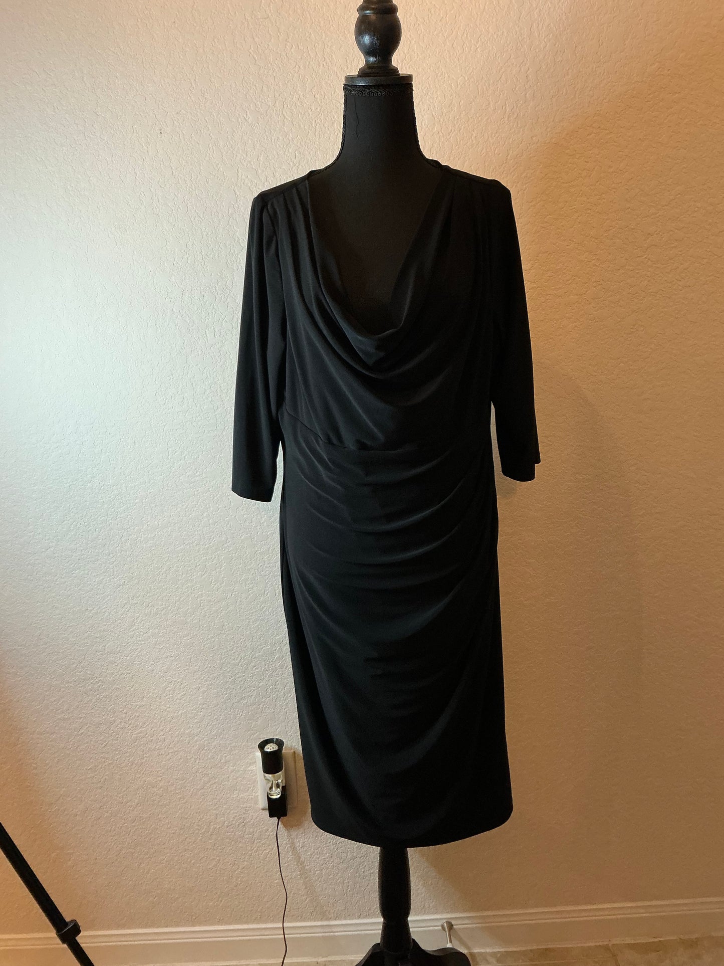 Lauren Ralph Lauren Black Cowl Neck Sheath Dress – Size 16W