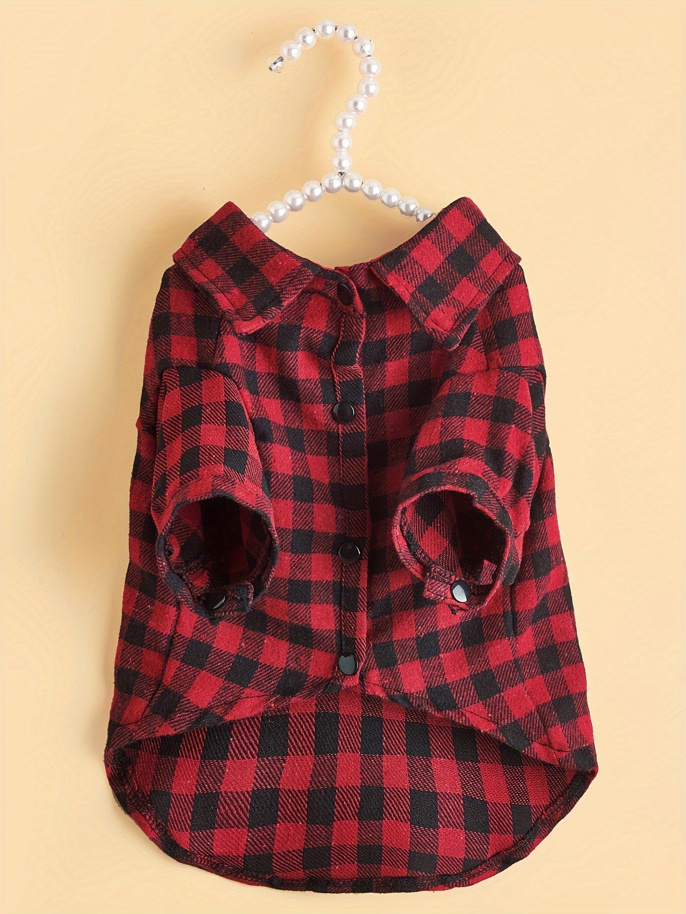 1pc Pet Clothes, Dog Plaid Shirt, Pet Jacket, Puppy Coat, Pet Button Shirt