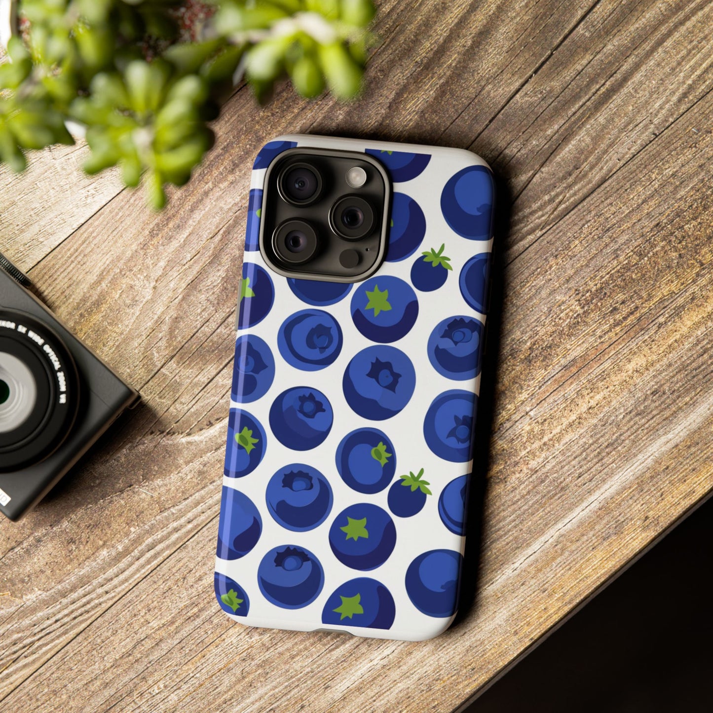 Blueberry Pattern Phone Case, Tough Cases, Fruit Phone Cover, Floral Phone Accessory, Nature Lover Gift, Stylish Tech Decor
