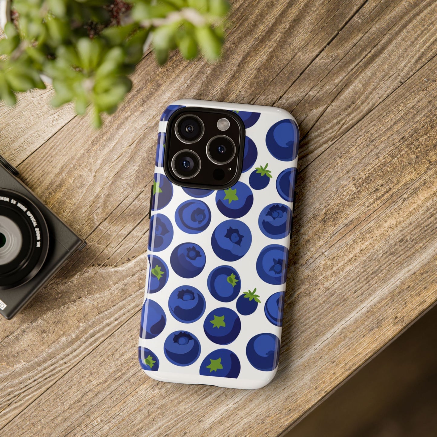 Blueberry Pattern Phone Case, Tough Cases, Fruit Phone Cover, Floral Phone Accessory, Nature Lover Gift, Stylish Tech Decor