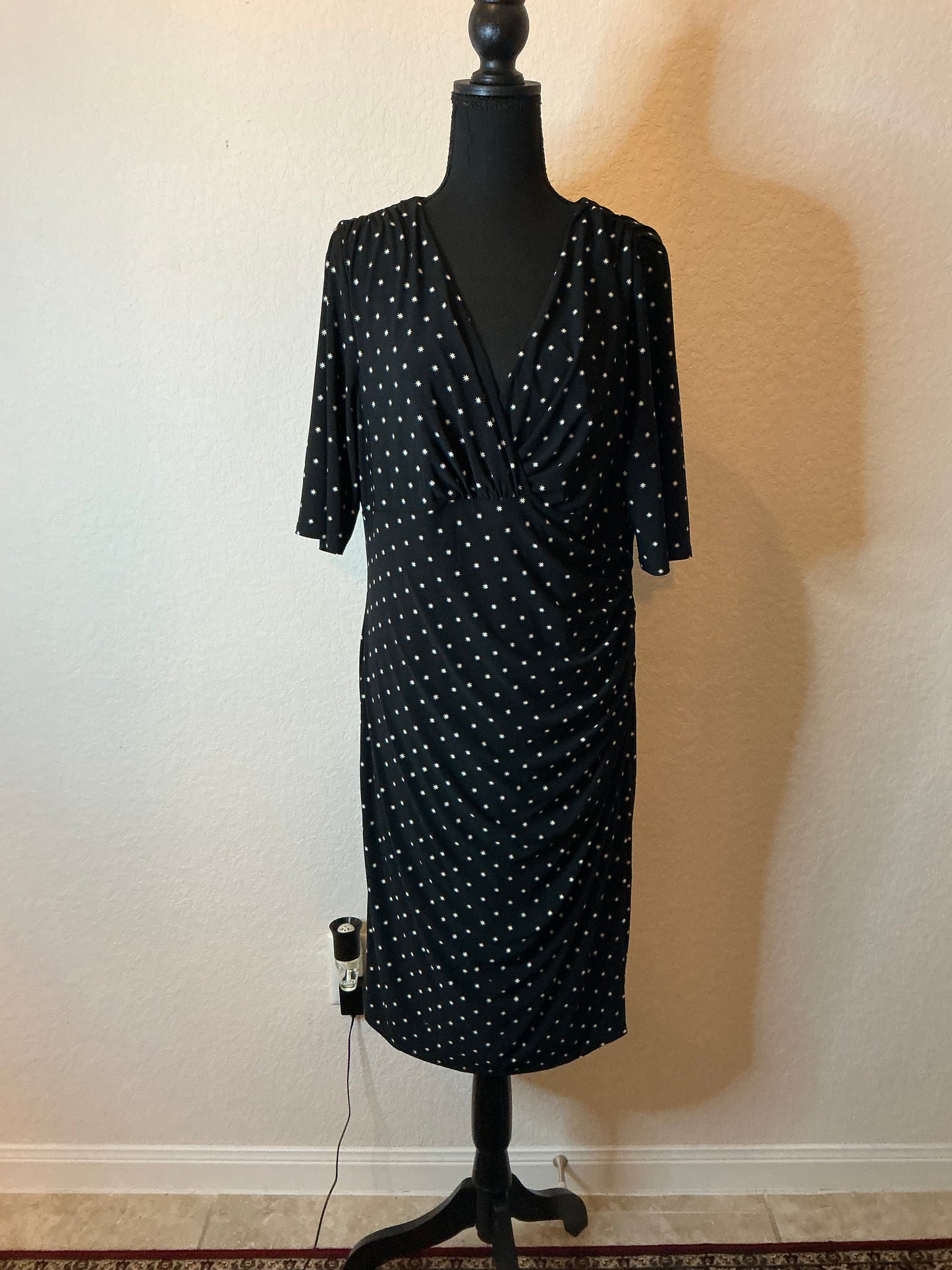 Lauren Ralph Lauren Black & White Starburst Print Wrap Dress