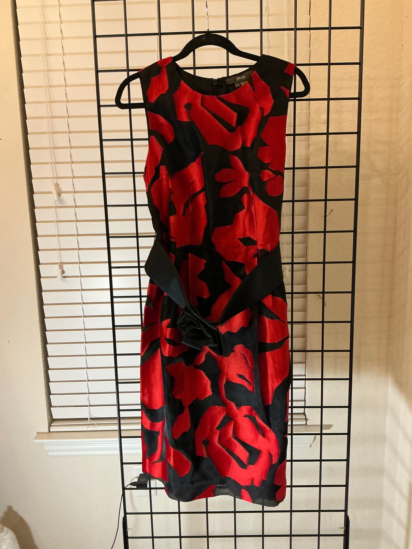 Per Se by Carlisle Red & Black Silk-Blend Cocktail Dress – Size 12