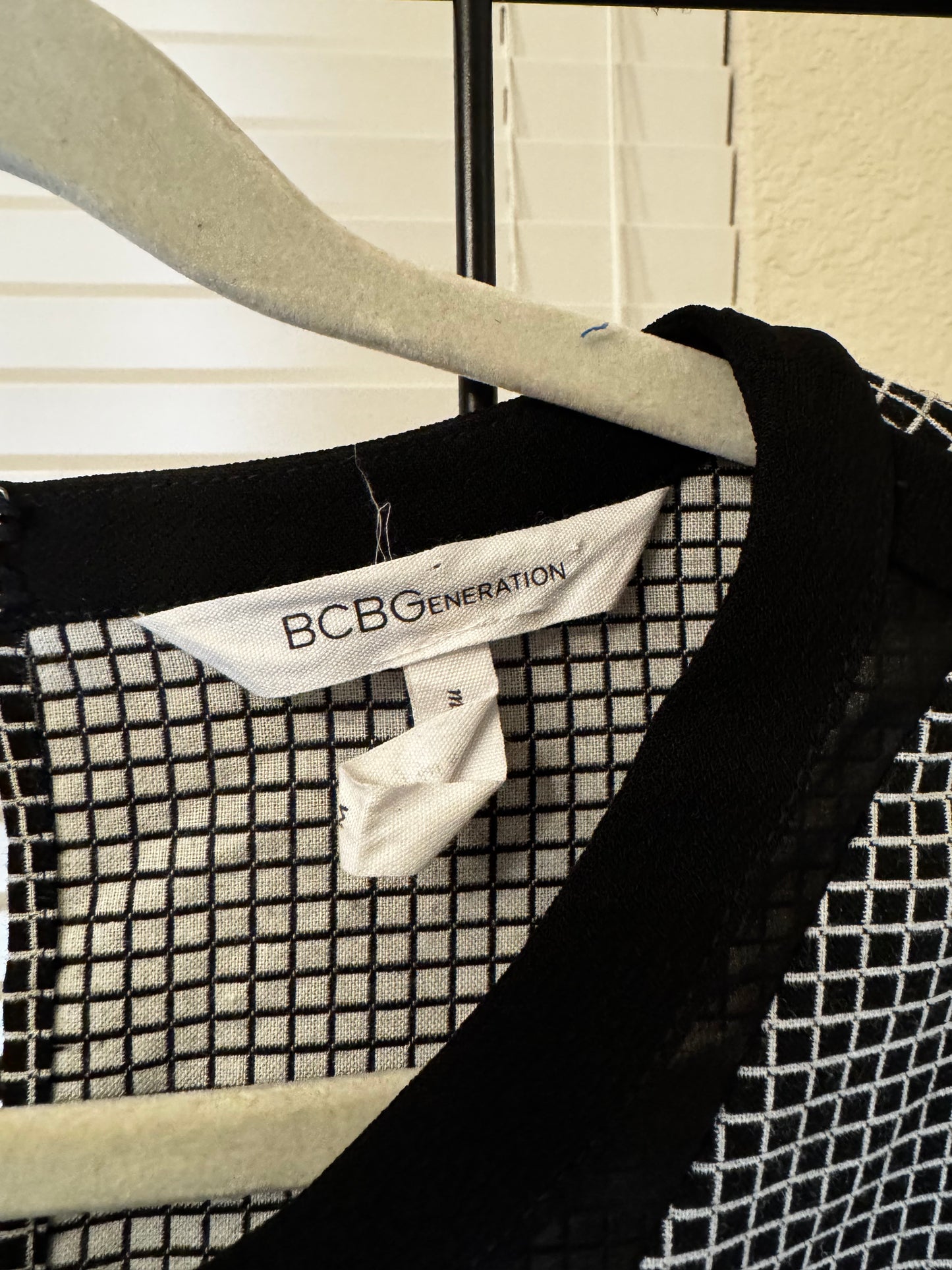 BCBGeneration Black & White Grid Shift Dress – Size M