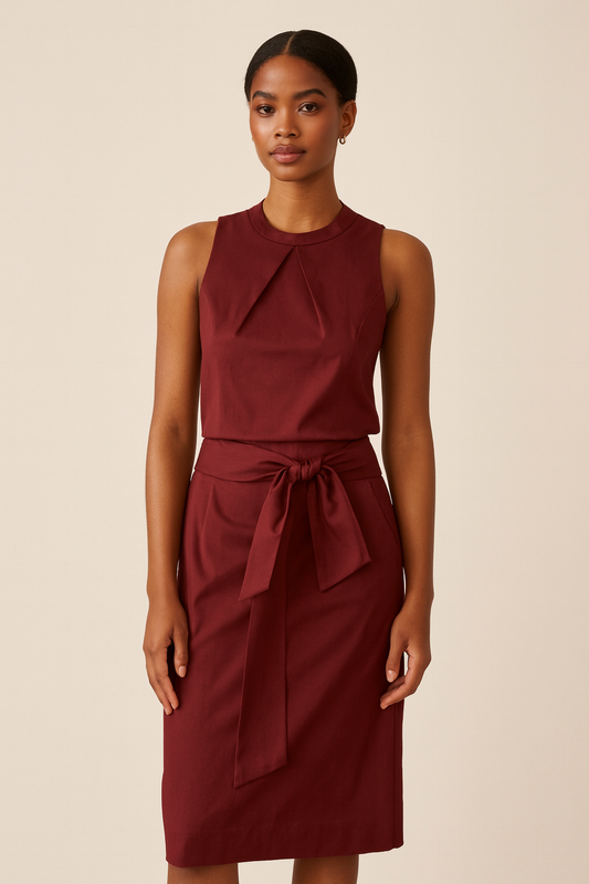 ETCETERA Burgundy Belted Sheath 2 PEICE– Size 0 NWT