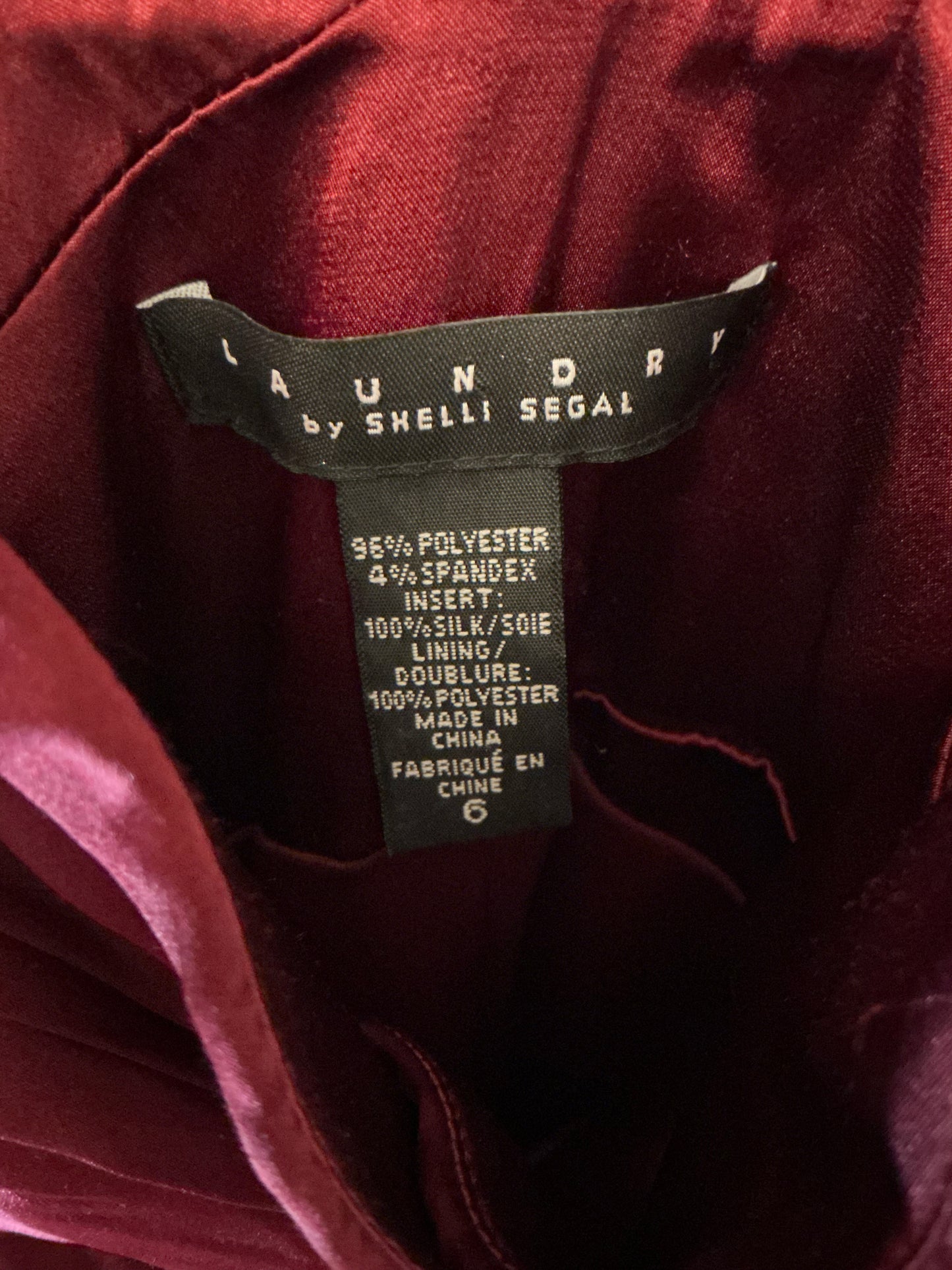 Laundry by Shelli Segal Burgundy Silk Insert Cocktail Dress – Size 6