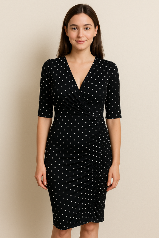 Lauren Ralph Lauren Black & White Starburst Print Wrap Dress