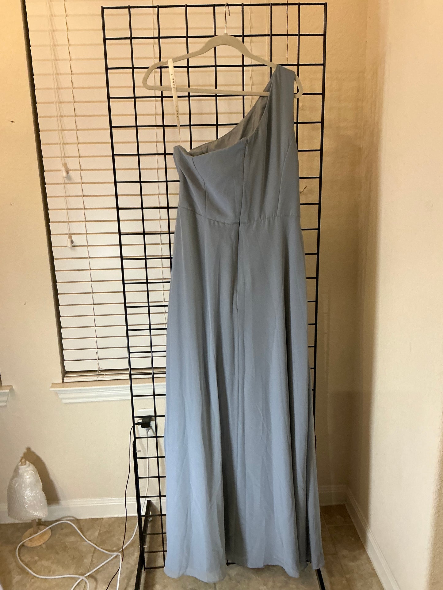 Azazie “Iris” One-Shoulder Formal Gown in Dusty Blue – Size 14