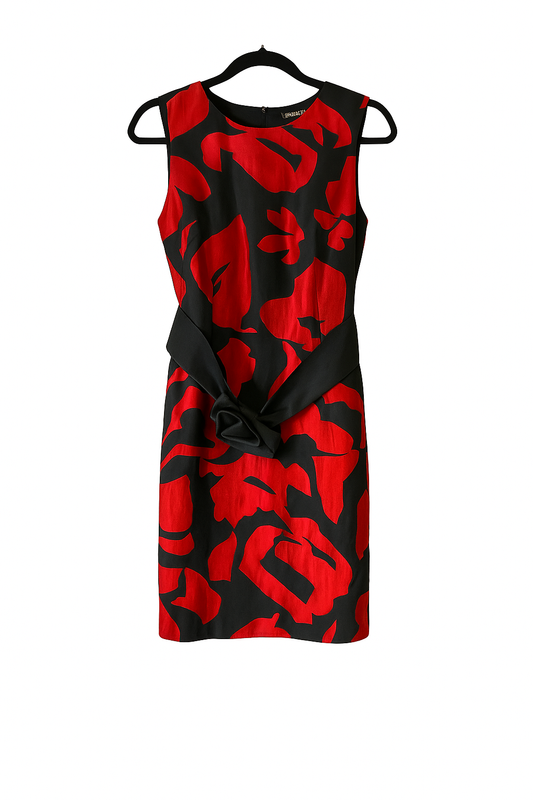 Per Se by Carlisle Red & Black Silk-Blend Cocktail Dress – Size 12