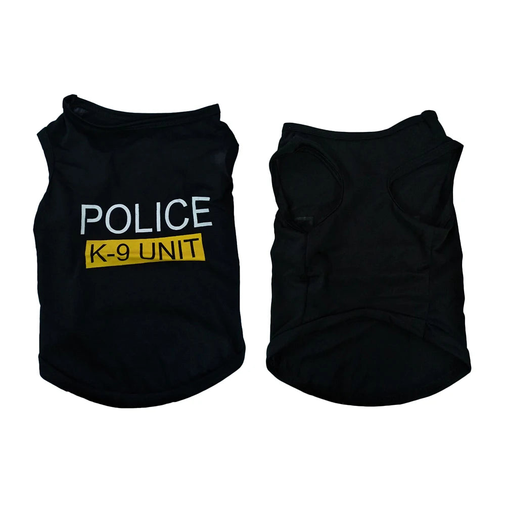 Pet Vest Police Clothes Puppy T-shirt Jacket Polyester Soft Breathable Comfortable Stylish Casual Style Dog Clothing Wholesale