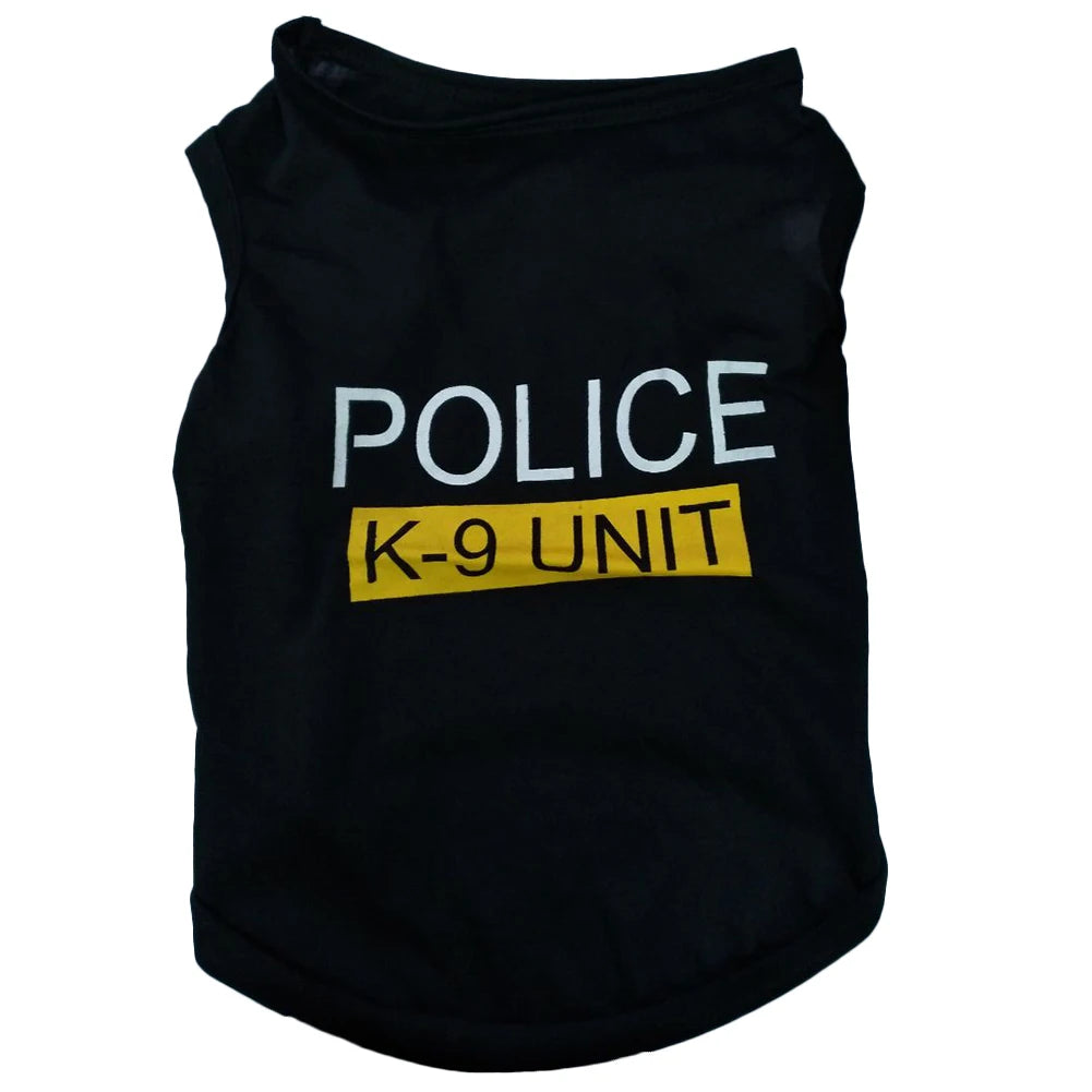Pet Vest Police Clothes Puppy T-shirt Jacket Polyester Soft Breathable Comfortable Stylish Casual Style Dog Clothing Wholesale