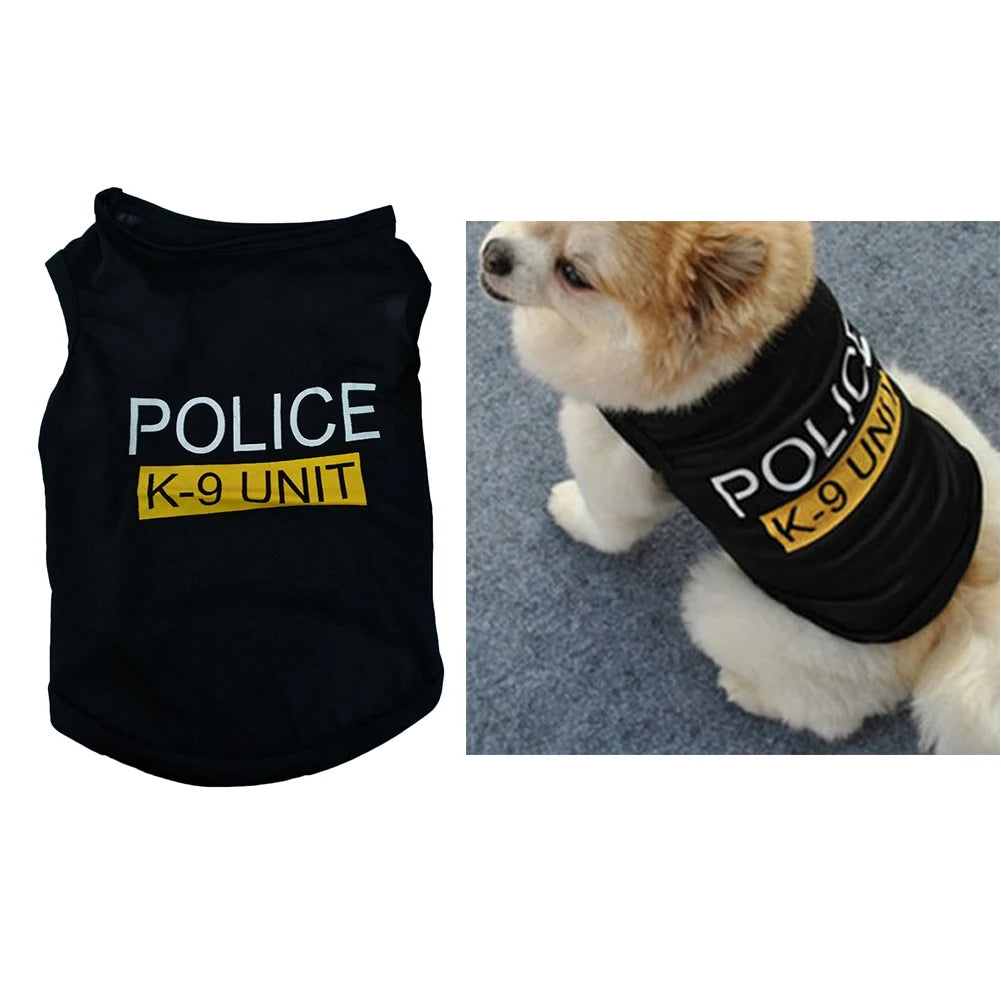 Pet Vest Police Clothes Puppy T-shirt Jacket Polyester Soft Breathable Comfortable Stylish Casual Style Dog Clothing Wholesale