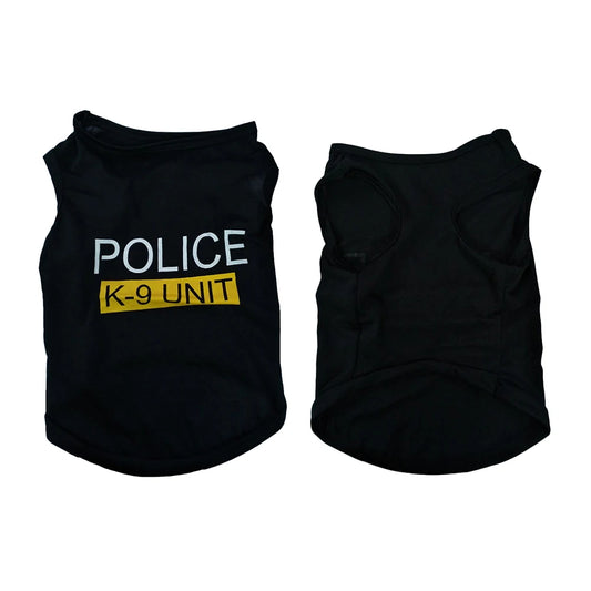 Pet Vest Police Clothes Puppy T-shirt Jacket Polyester Soft Breathable Comfortable Stylish Casual Style Dog Clothing Wholesale