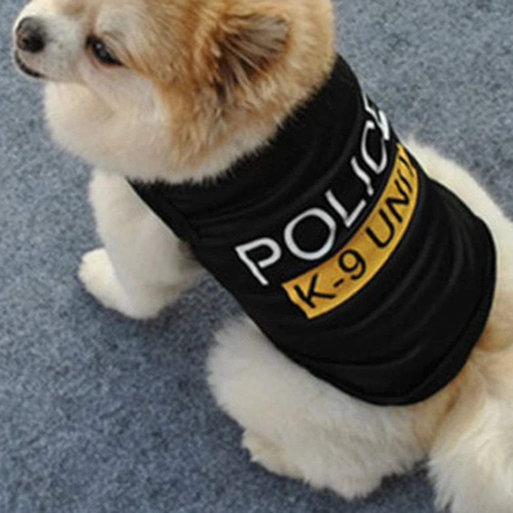 Pet Vest Police Clothes Puppy T-shirt Jacket Polyester Soft Breathable Comfortable Stylish Casual Style Dog Clothing Wholesale