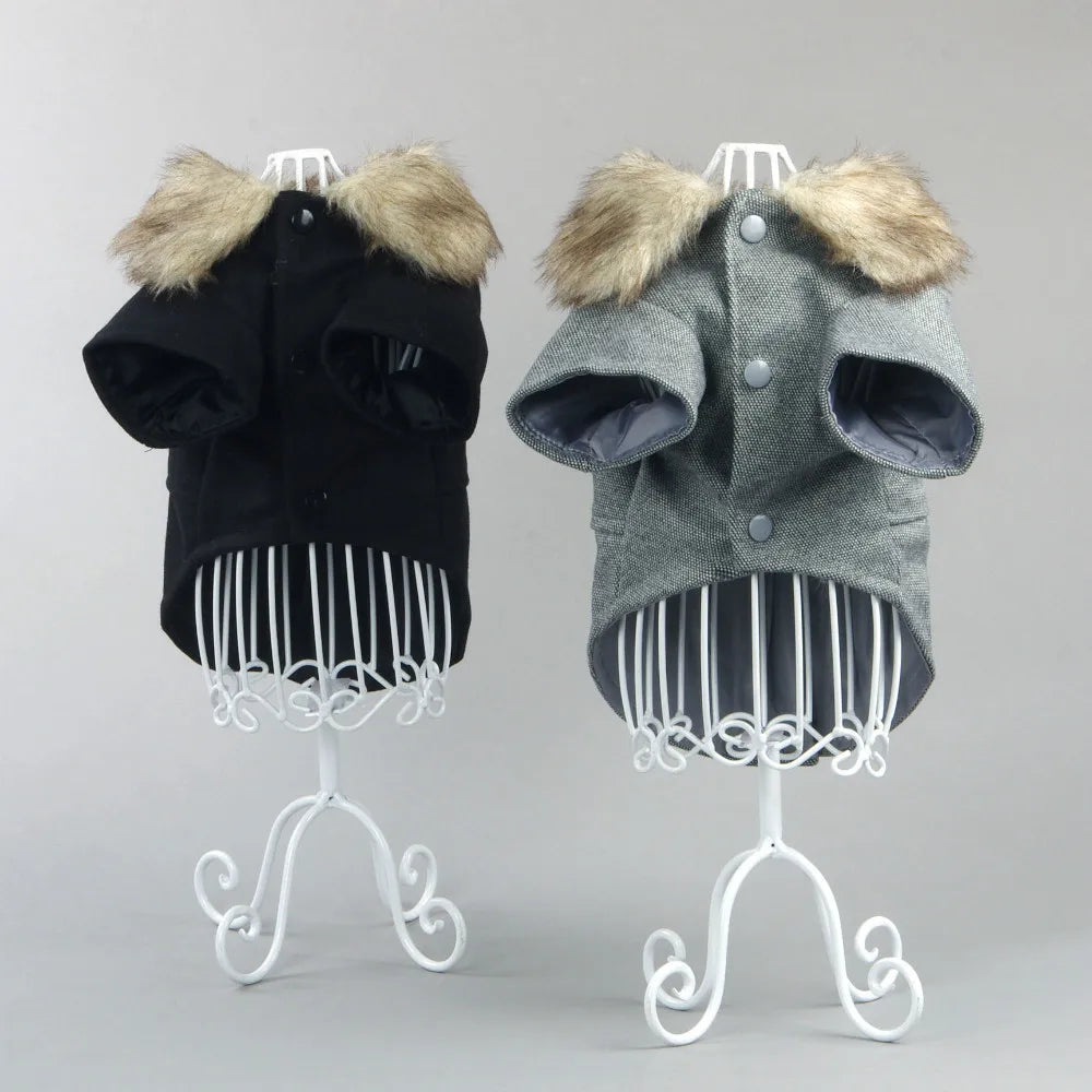 Knit Pet Clothes For Small Dog Clothing Spring Wholesale Costumes For Dog Coats With Fur Collar Cheap Warm Autumn Winter Puppy