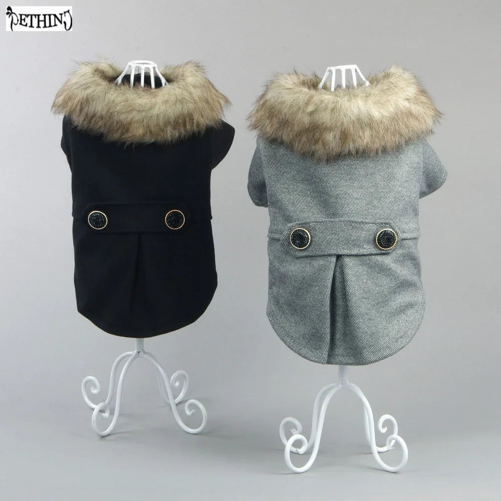 Knit Pet Clothes For Small Dog Clothing Spring Wholesale Costumes For Dog Coats With Fur Collar Cheap Warm Autumn Winter Puppy