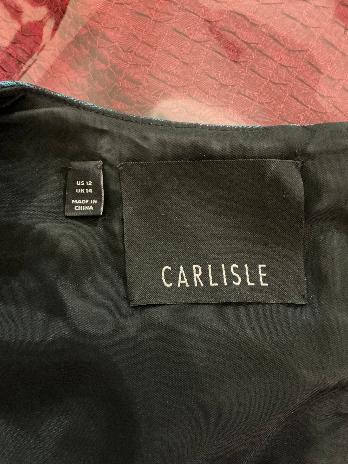 Carlisle Teal & Black Jacquard Sheath Dress – Size 12