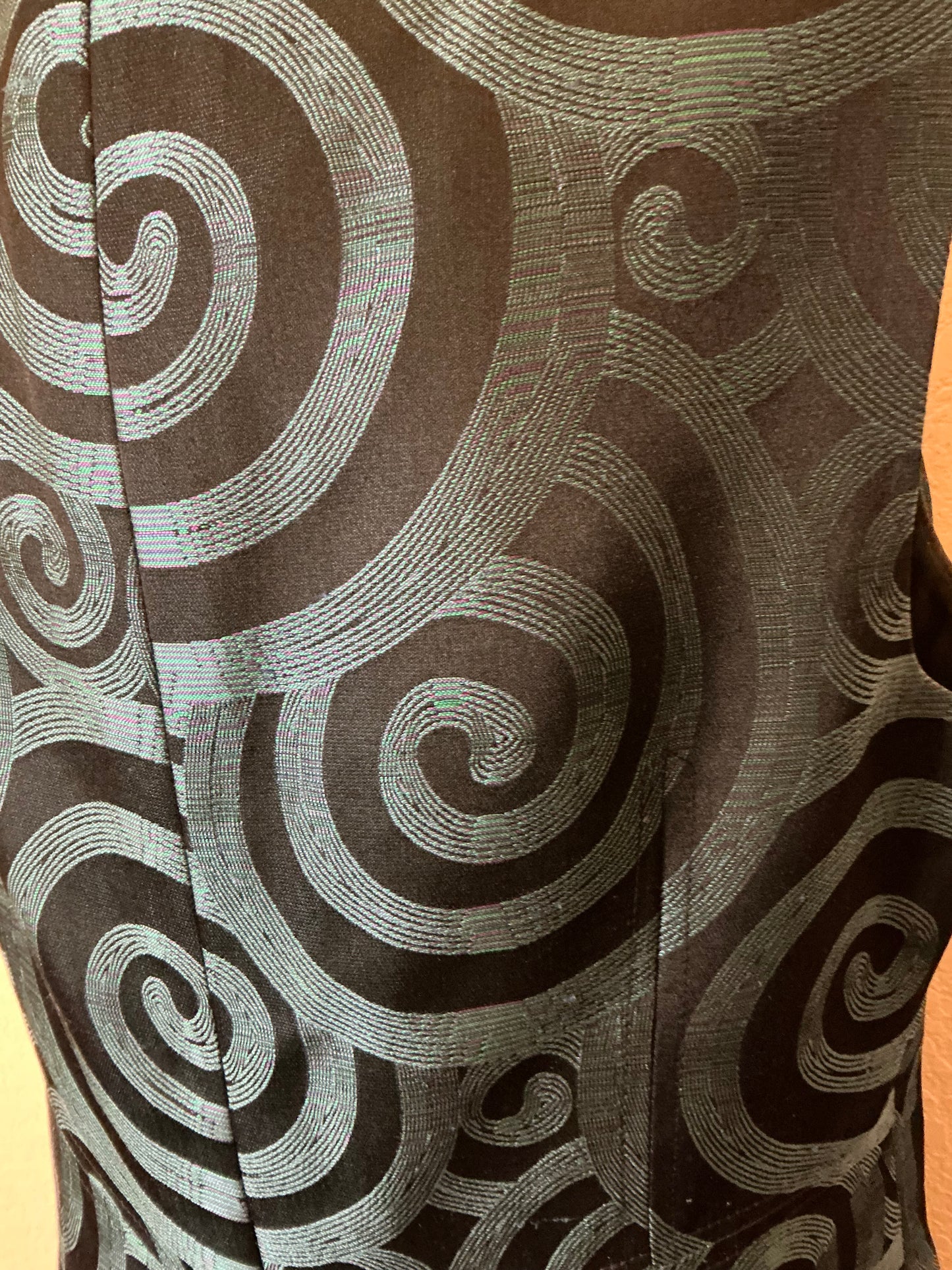 Carlisle Teal & Black Jacquard Sheath Dress – Size 12