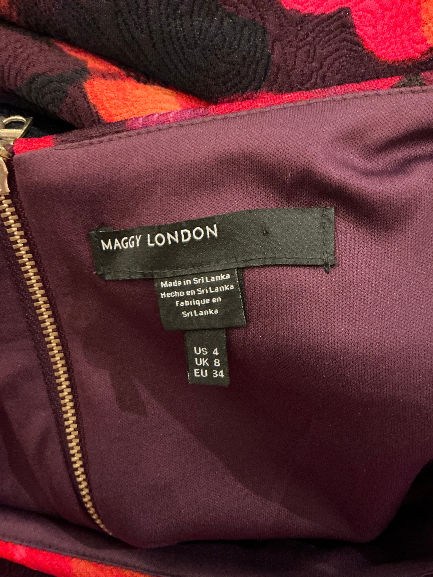 Maggy London Floral Jacquard Fit & Flare Dress size 4