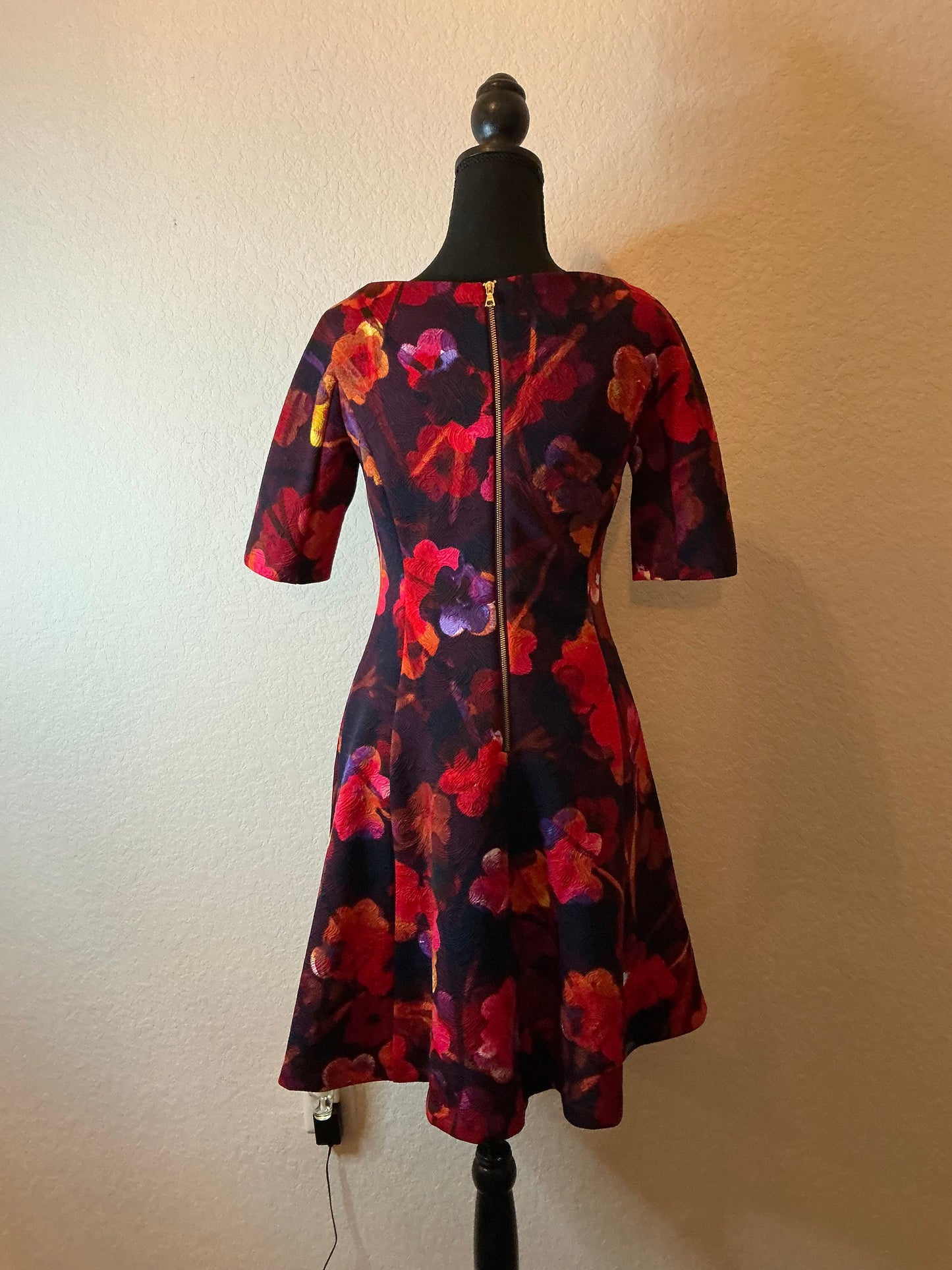 Maggy London Floral Jacquard Fit & Flare Dress size 4