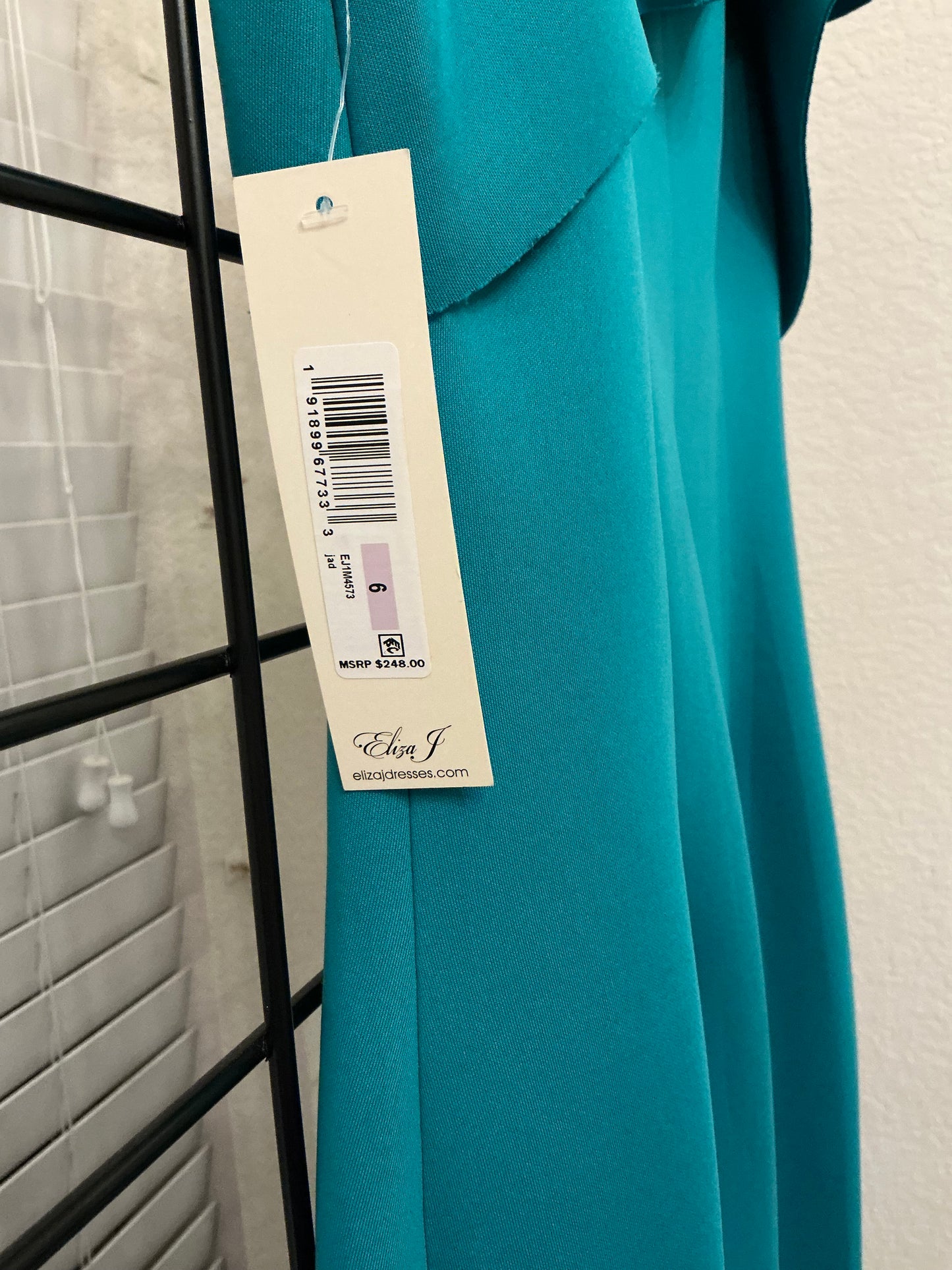 Eliza J Turquoise One-Shoulder Ruffle Gown – Size 6 NWT