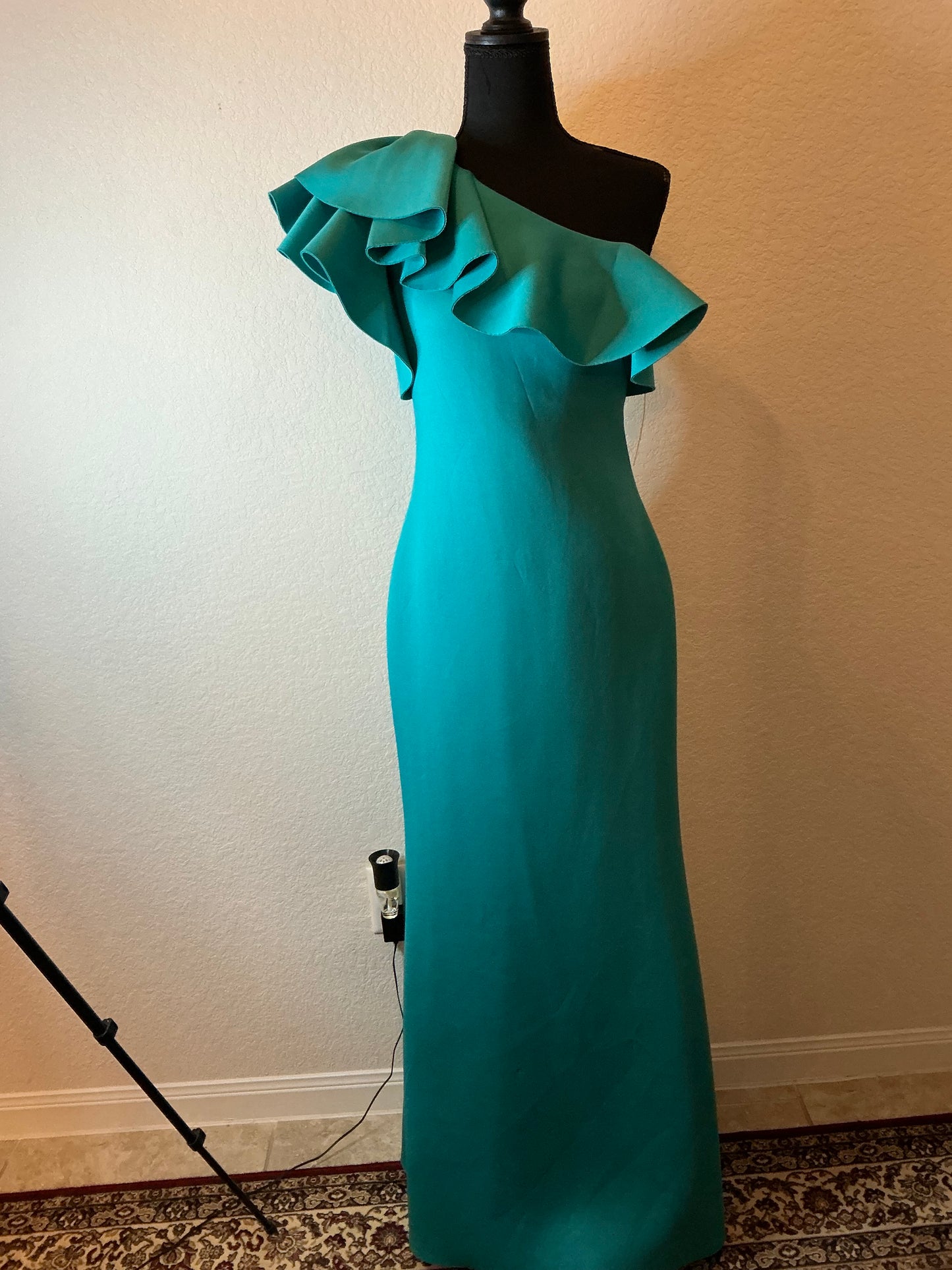 Eliza J Turquoise One-Shoulder Ruffle Gown – Size 6 NWT