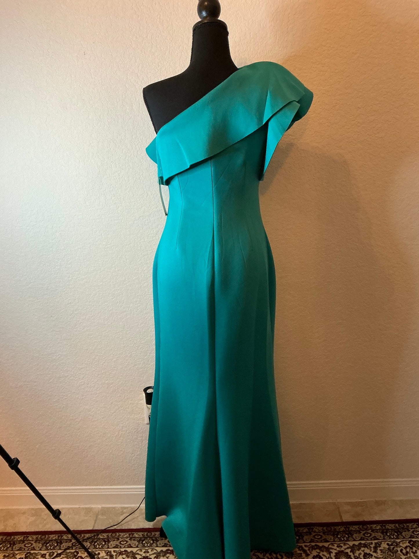 Eliza J Turquoise One-Shoulder Ruffle Gown – Size 6 NWT