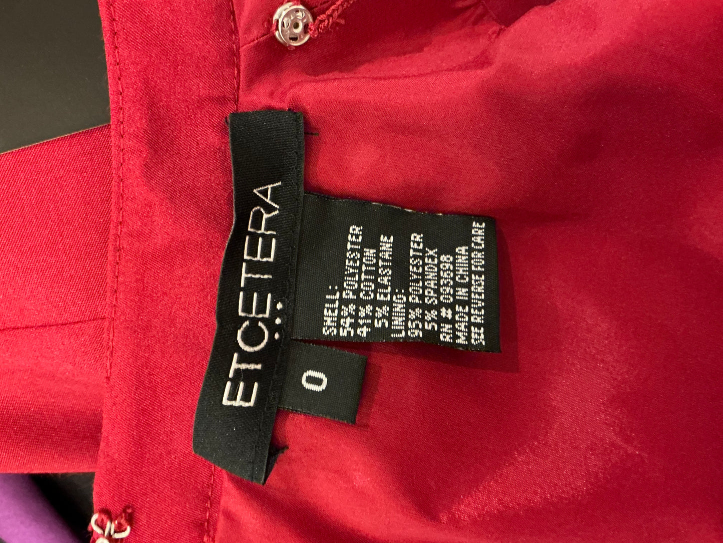 ETCETERA Burgundy Belted Sheath 2 PEICE– Size 0 NWT