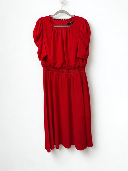 Maggy London Red Puff-Sleeve Fit & Flare Dress – Size 14