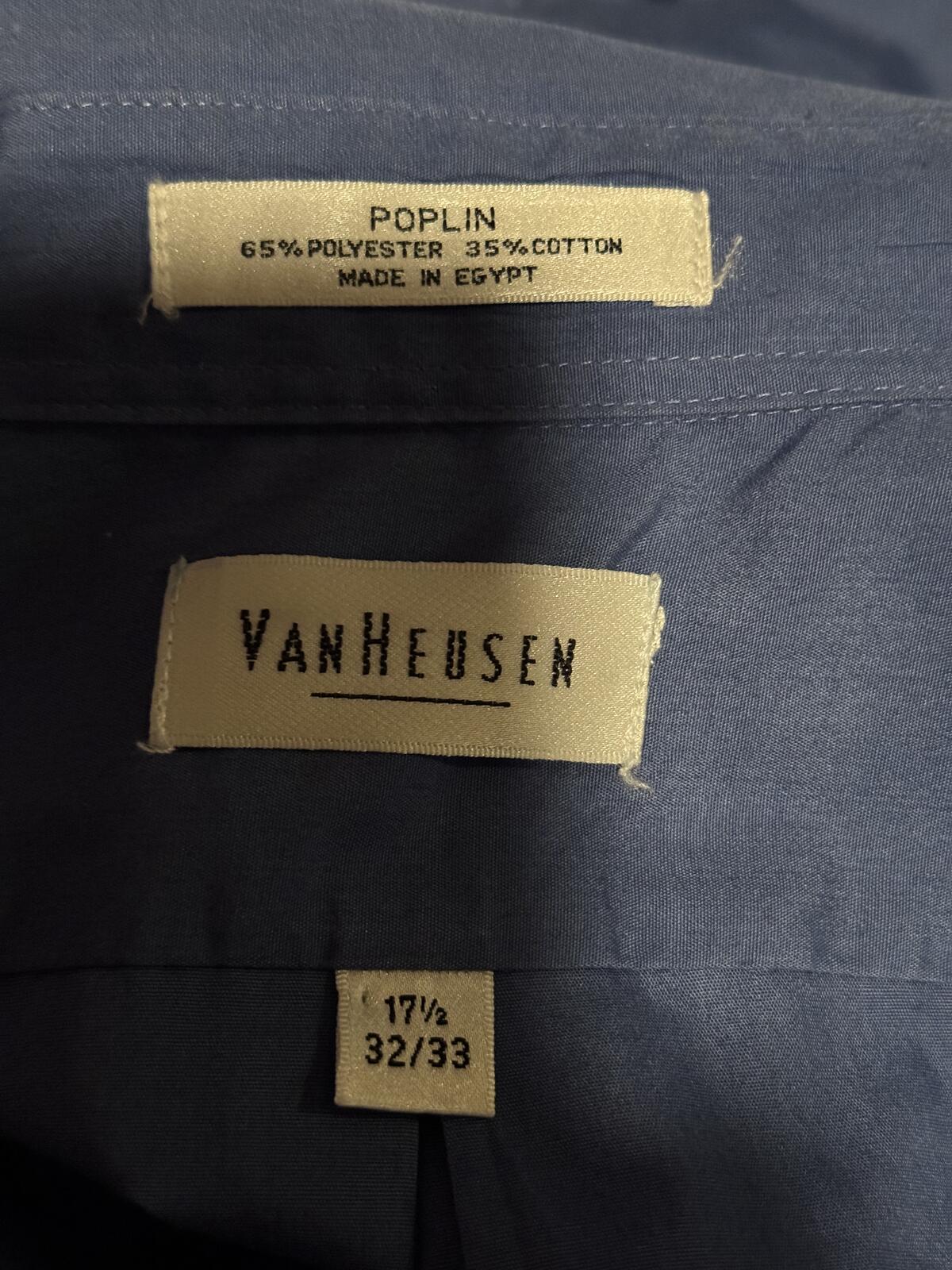 Van Heusen Men's Classic Blue Button-Up Dress Shirt