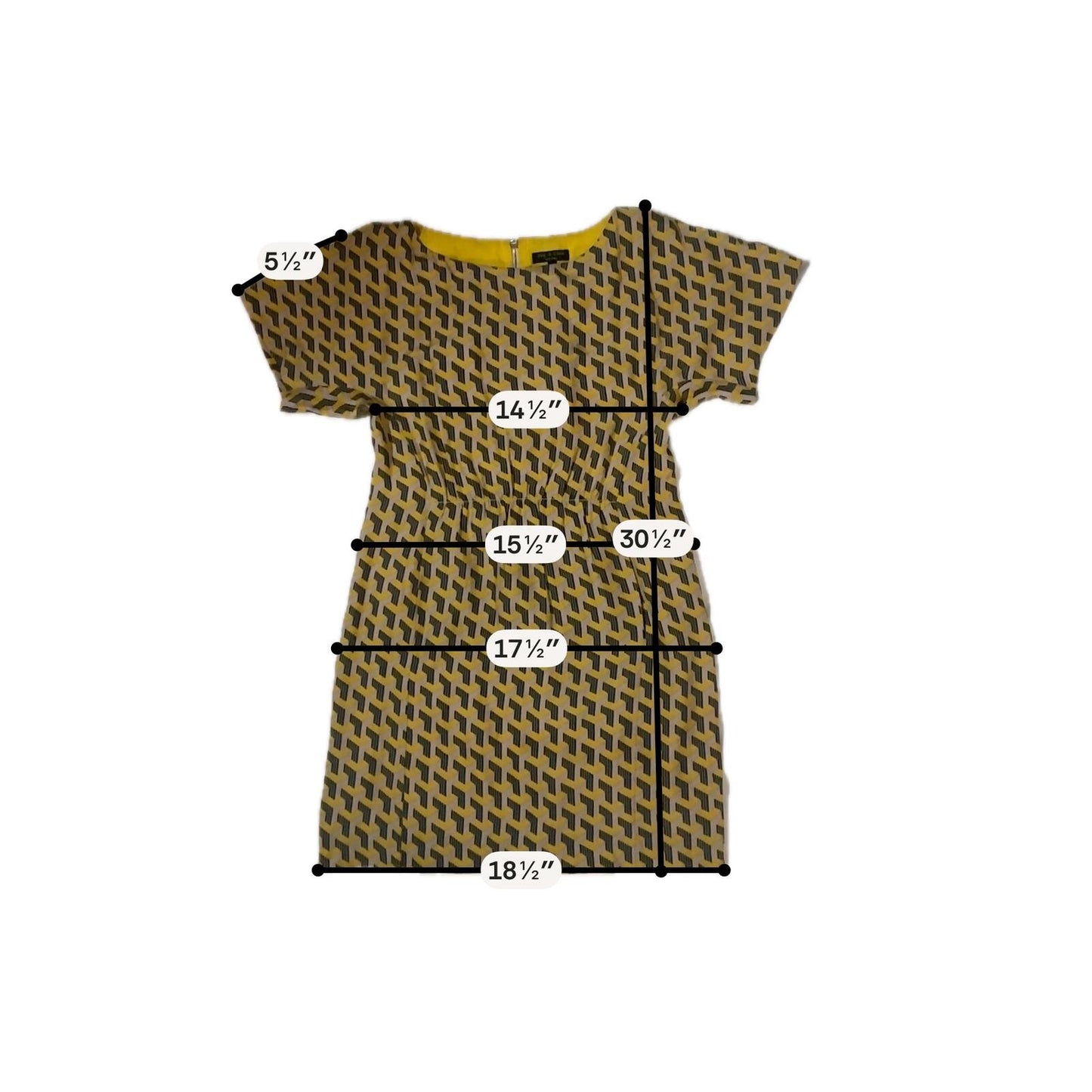 Rag and Bone Geometric Pattern Short Sleeve Dress with Back Zipper