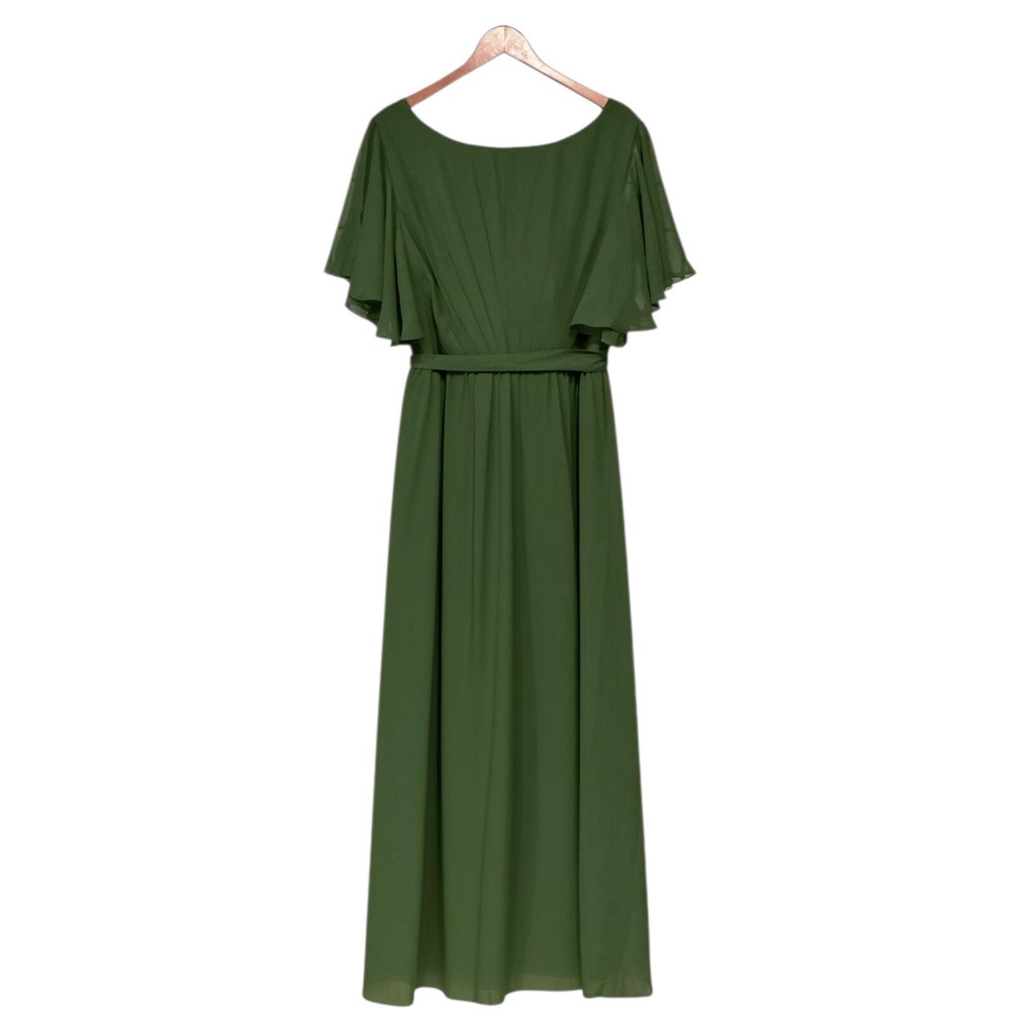 Wear Your Love Olive Green Flutter Sleeve Wrap Maxi Dress
