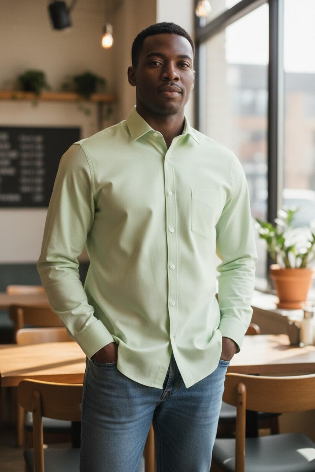 Bonobos Men's Light Green Button-Up Dress Shirt with Pocket