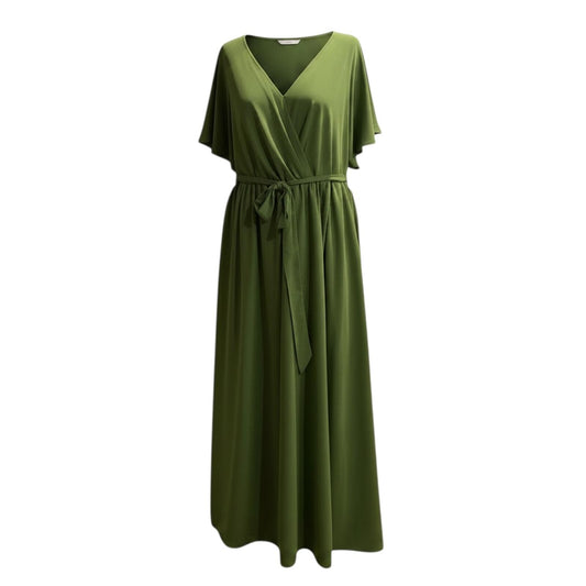 Wear Your Love Olive Green Flutter Sleeve Wrap Maxi Dress
