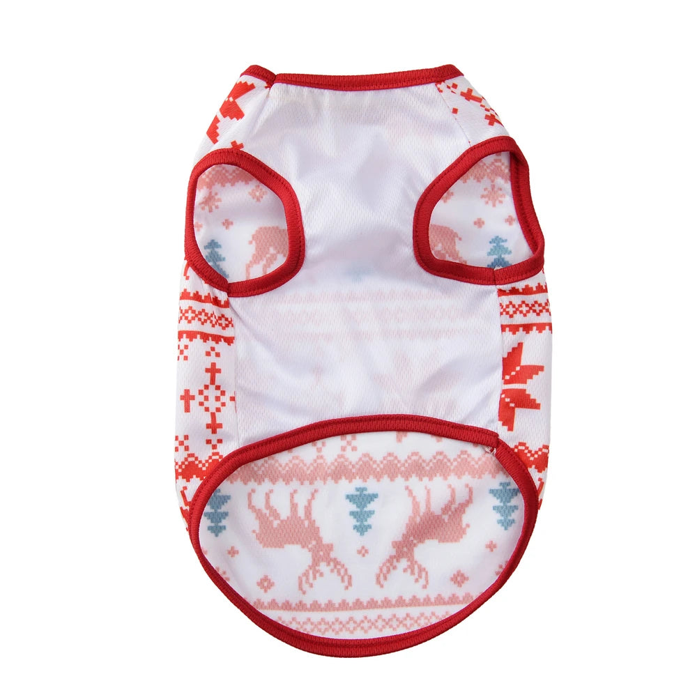 Pet Cat Clothes Christmas Costume For Cats Dogs Cute Elk Print Kitten Vest Puppy Shirt Pullover French Bulldog Chihuahua Outfits