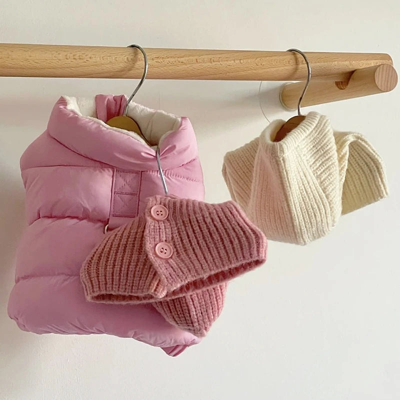 Attractable Pet Cotton Clothes Dog Winter Clothes Bichon Warm Down Coat Pomeranian Solid Colour Clothes Puppy Thickened Coat