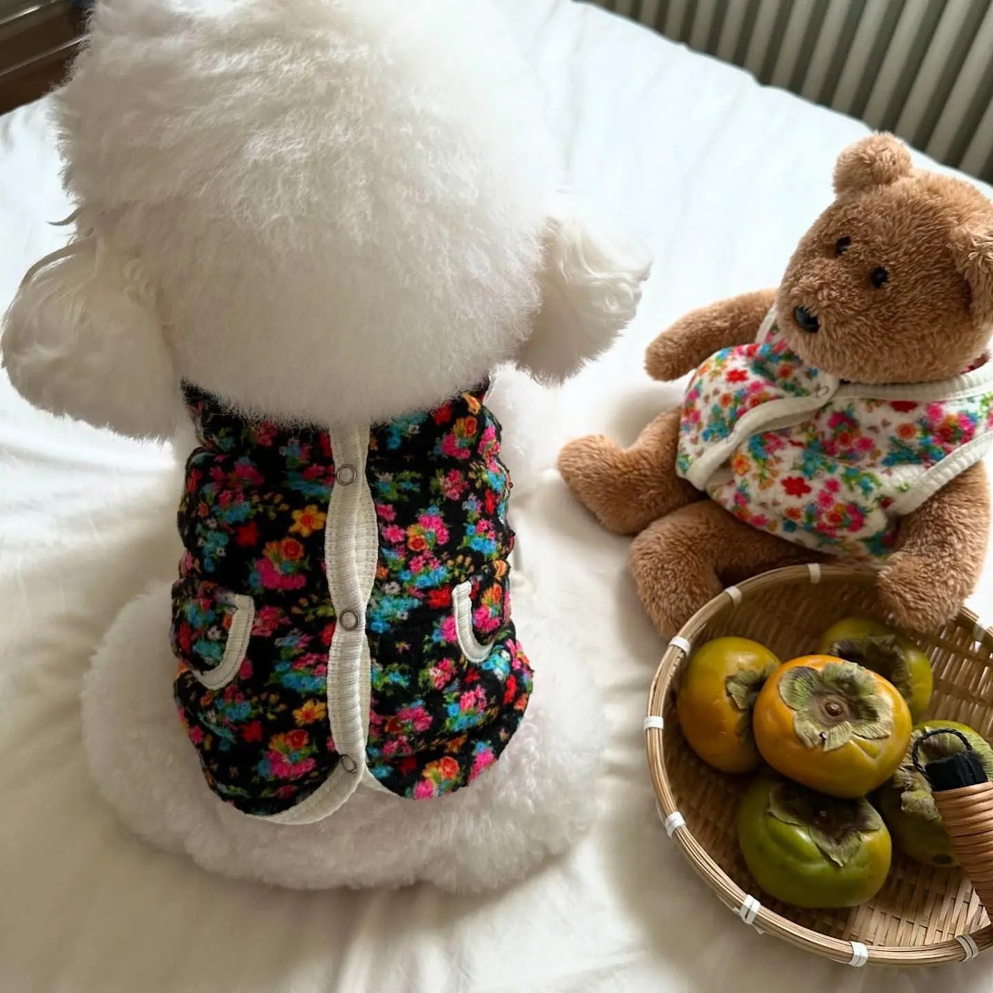 Cotton Pet Dog Clothes Pet Classic Shabby Flower Coat Bichon Winter Clothes Teddy Warm Vest Pretty Puppy Clothing Small Dogs