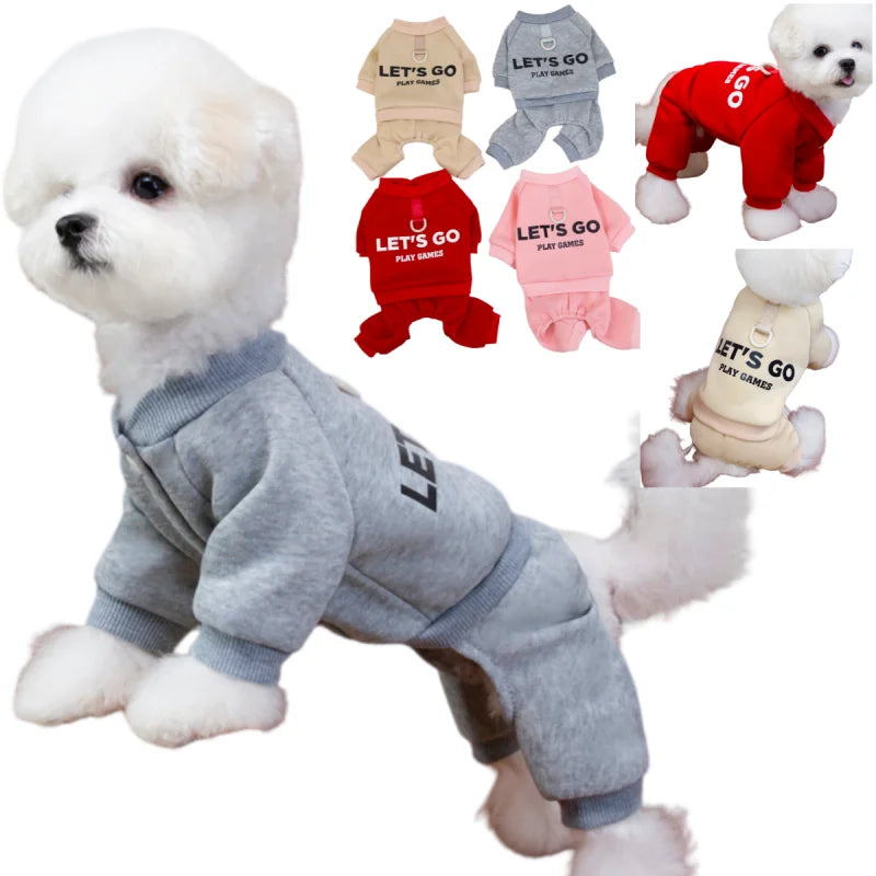 100% Polyester Pet Dog Clothes Warm Dogs Jumpsuits Solid Letter Pet Clothing For Small Dogs Puppy Cats Costume Coats Sweatshirts