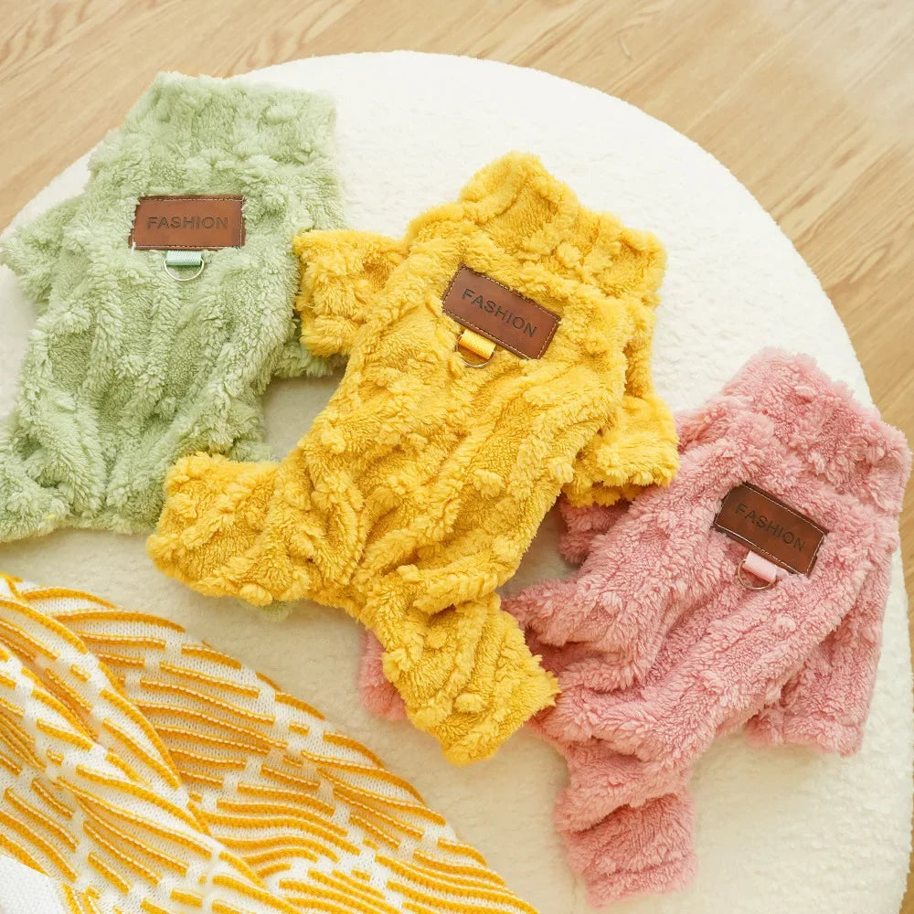 Cute Warm Pet Clothes for Dogs Cats Fleece Jumpsuit Dog Pajamas Autumn Winter Cat Clothing for Small Dog Chihuahua Yorkie Outfit