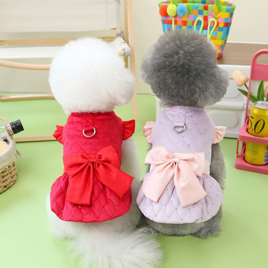 Pet Clothes Autumn/Winter New Cute Cat Clothes Sweet Cotton Skirt Teddy Bear Small Dog Cotton Clothes Chihuahua Pet Supplies