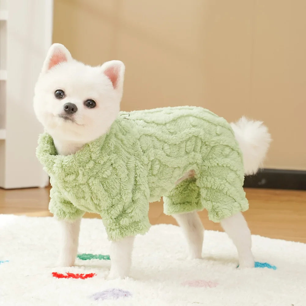 Cute Warm Pet Clothes for Dogs Cats Fleece Jumpsuit Dog Pajamas Autumn Winter Cat Clothing for Small Dog Chihuahua Yorkie Outfit