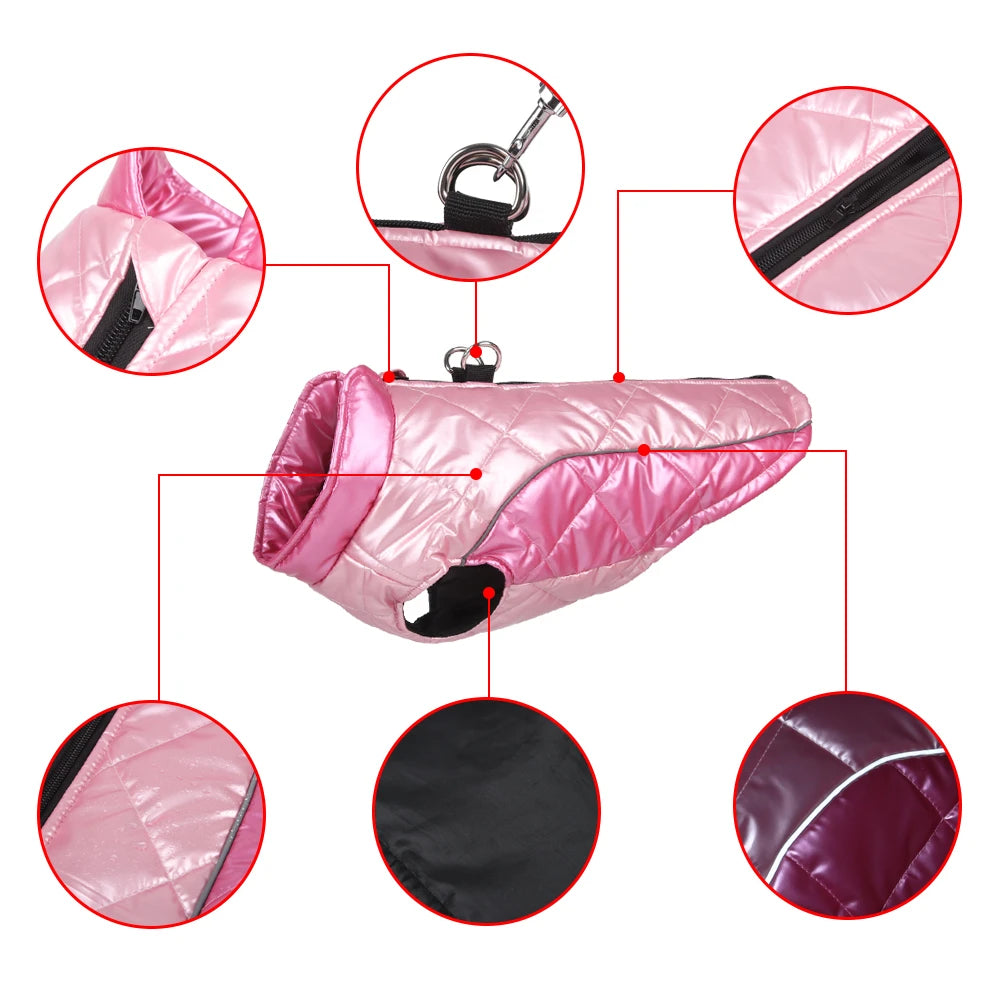 Pet Dog Clothes Large Autumn Winter Warm Dogs Cats Jacket Coat Waterproof Reflective Puppy Down Vest Chihuahua Costume Supplies