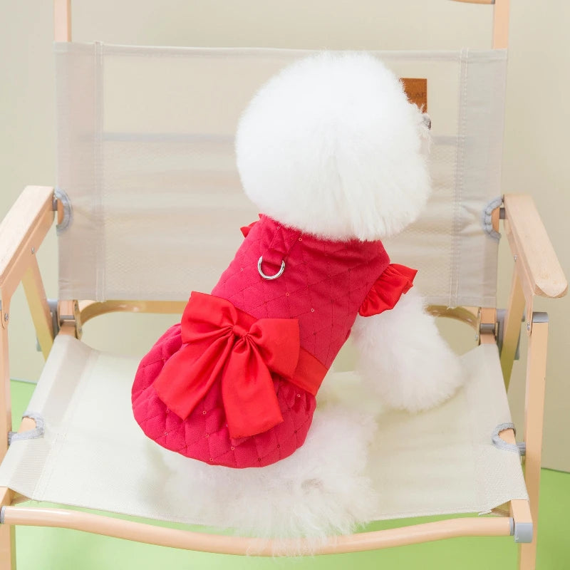 Pet Clothes Autumn/Winter New Cute Cat Clothes Sweet Cotton Skirt Teddy Bear Small Dog Cotton Clothes Chihuahua Pet Supplies