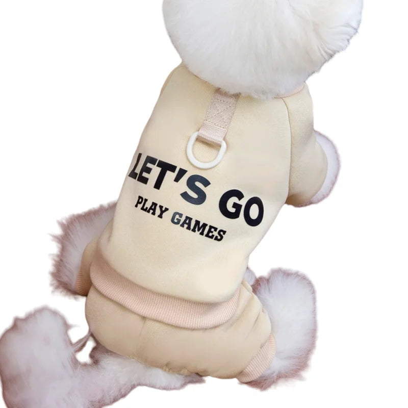 100% Polyester Pet Dog Clothes Warm Dogs Jumpsuits Solid Letter Pet Clothing For Small Dogs Puppy Cats Costume Coats Sweatshirts