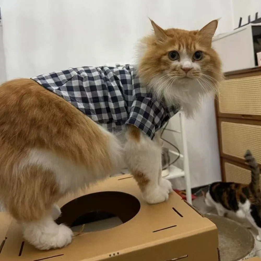 Pet Decoration Comfortable Ins Plaid Shirts Pet Clothing Elegant Cute Dogs Pajamas Fashion Costume Cat Dog Clothes Proposal