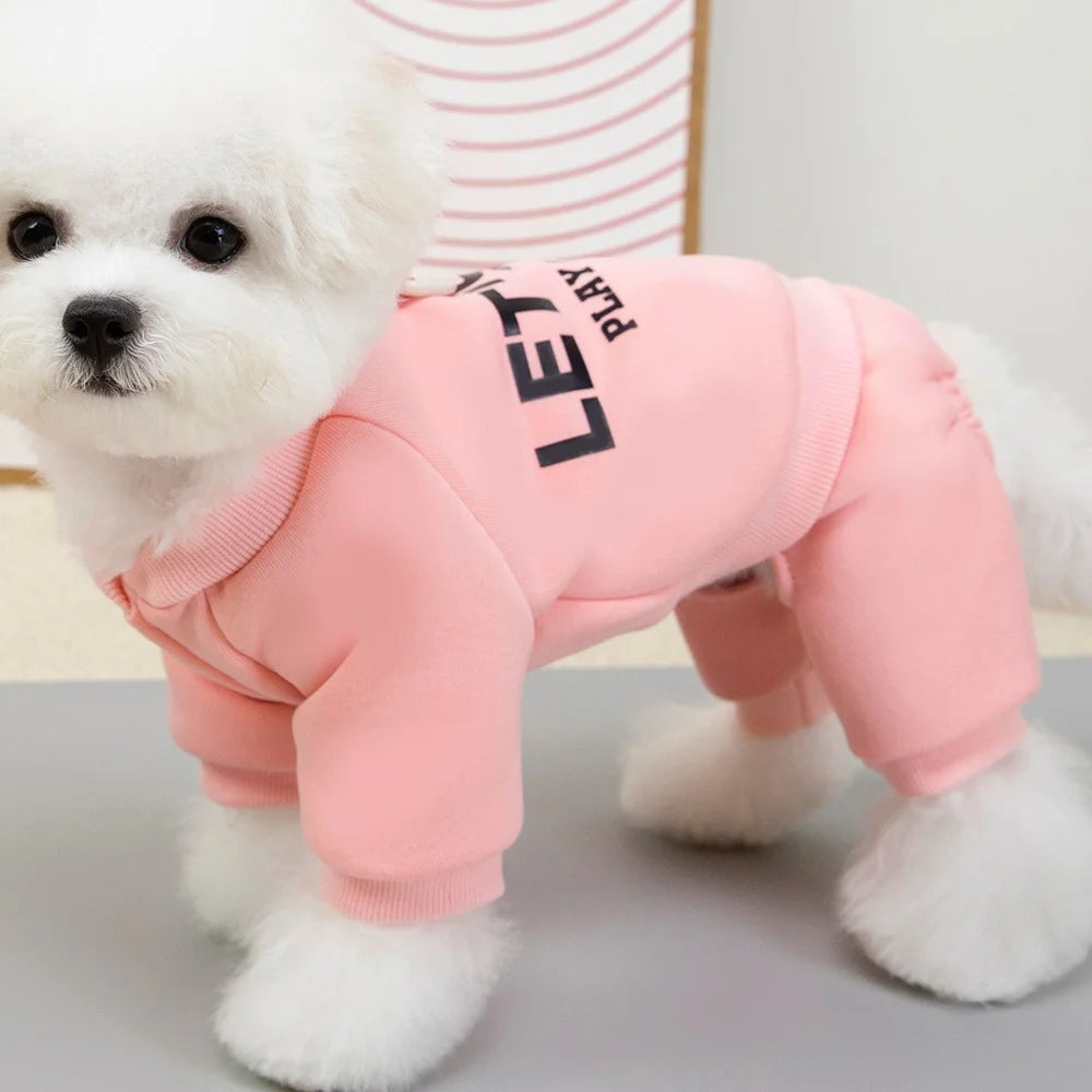 100% Polyester Pet Dog Clothes Warm Dogs Jumpsuits Solid Letter Pet Clothing For Small Dogs Puppy Cats Costume Coats Sweatshirts