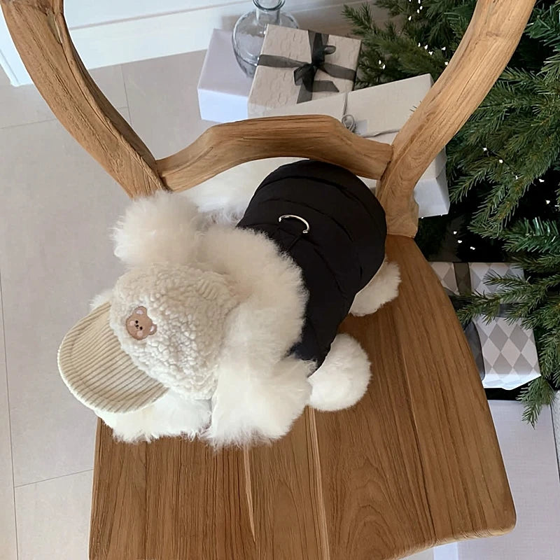 Attractable Pet Cotton Clothes Dog Winter Clothes Bichon Warm Down Coat Pomeranian Solid Colour Clothes Puppy Thickened Coat